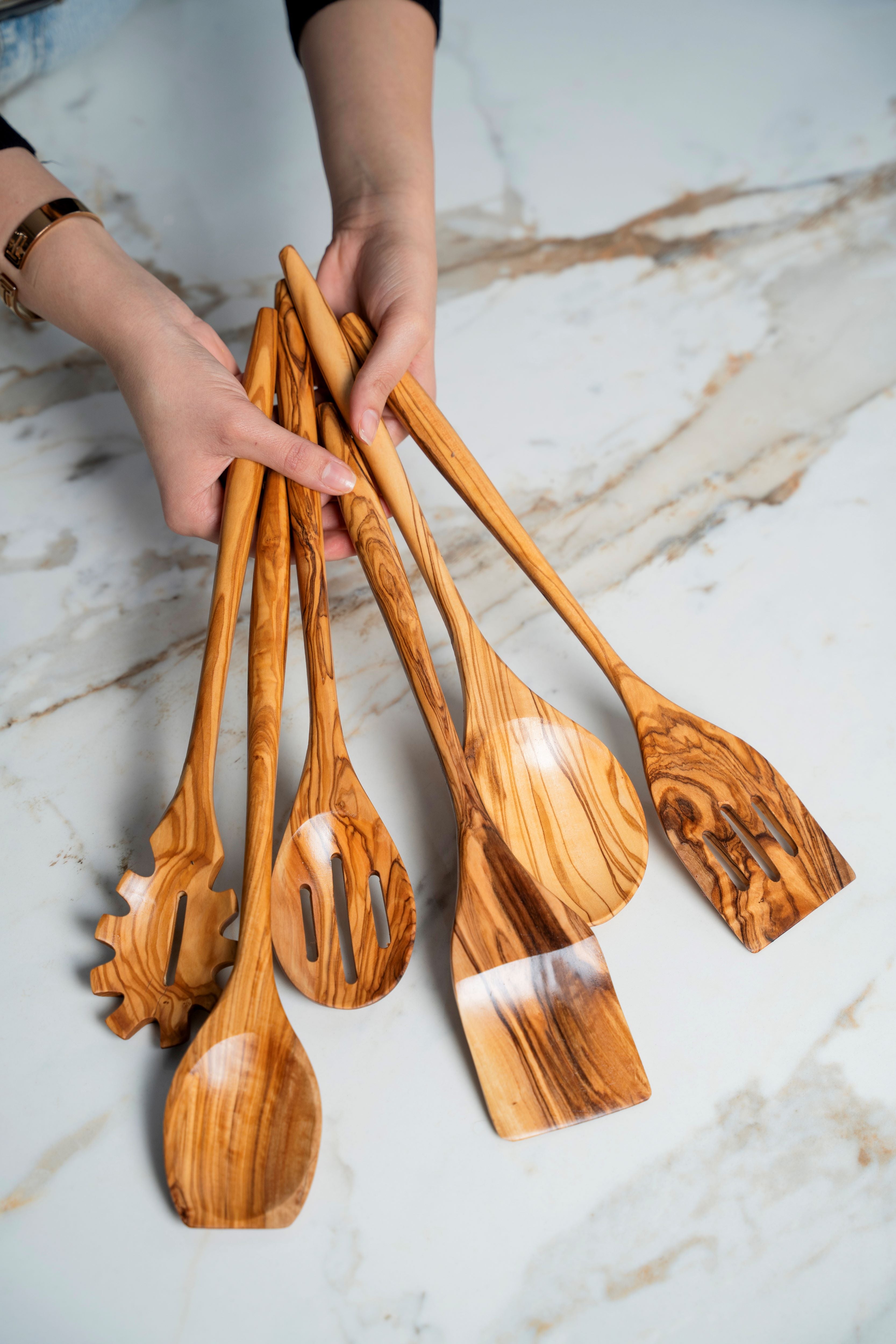 Set Of 6 Spoon Luxury Olive Wood