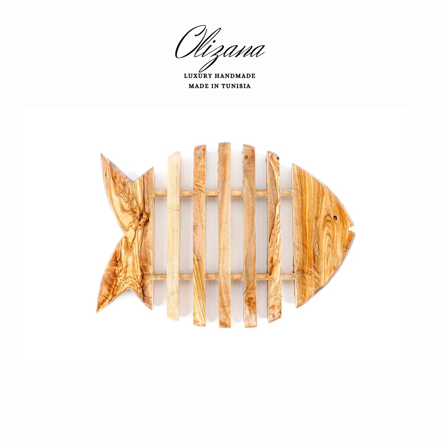 Fish Shape Coaster Set Olive Wood