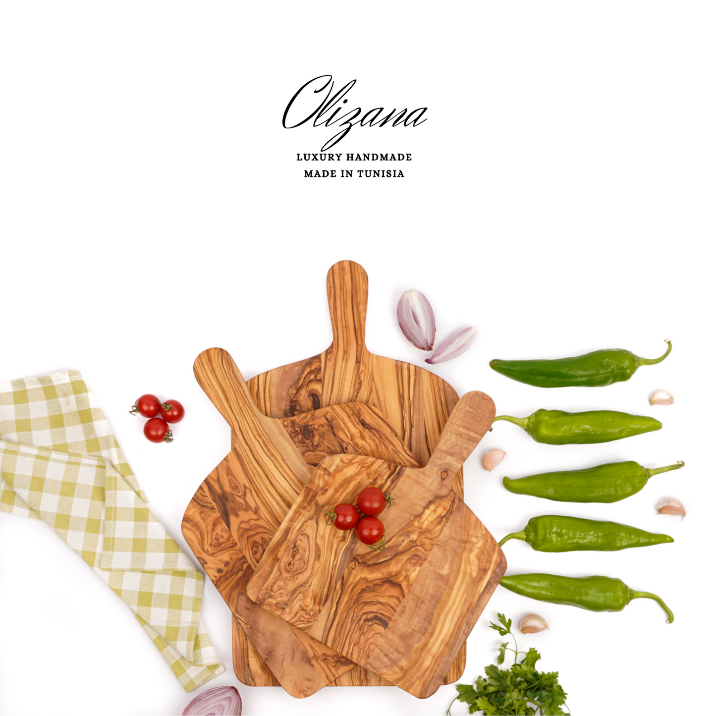 Olive Wood Cutting Boards with Handles