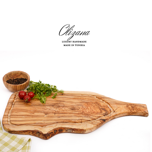 Natural Olive Wood Cutting Board with Handle