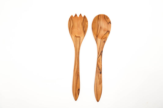 Handcrafted Olive Wood Salad Serving Set