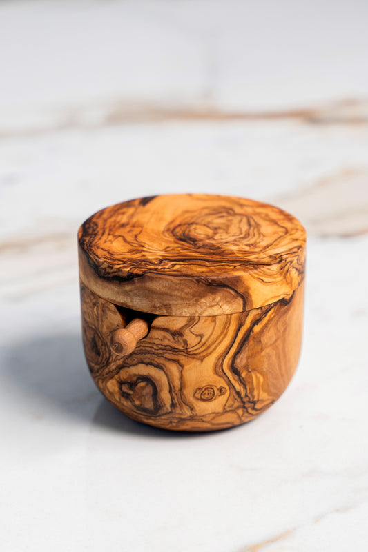 Olive Wood Spice Box with Magnetic Lid