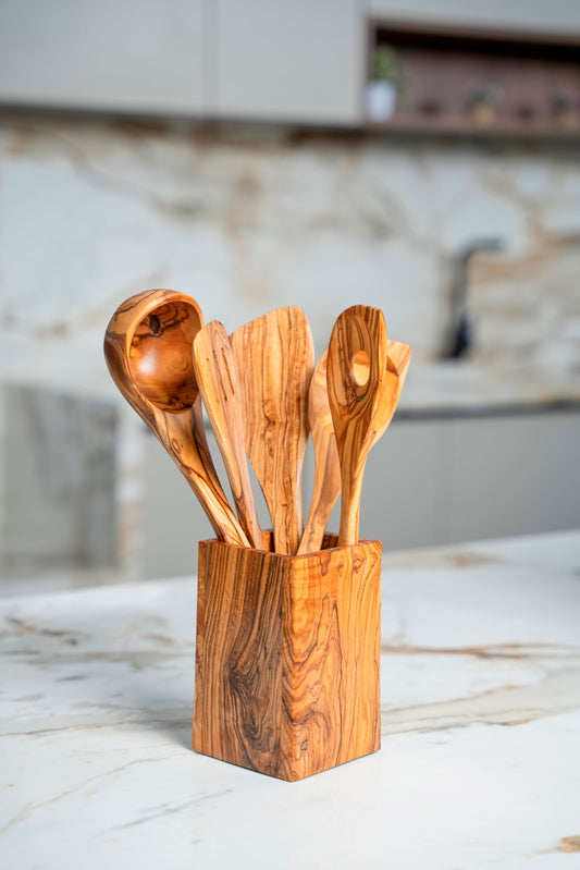 Olive Wood Set OF 5 Spoons With Box