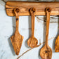 New Set Of 5 Spoons  With Support , Olive Wood