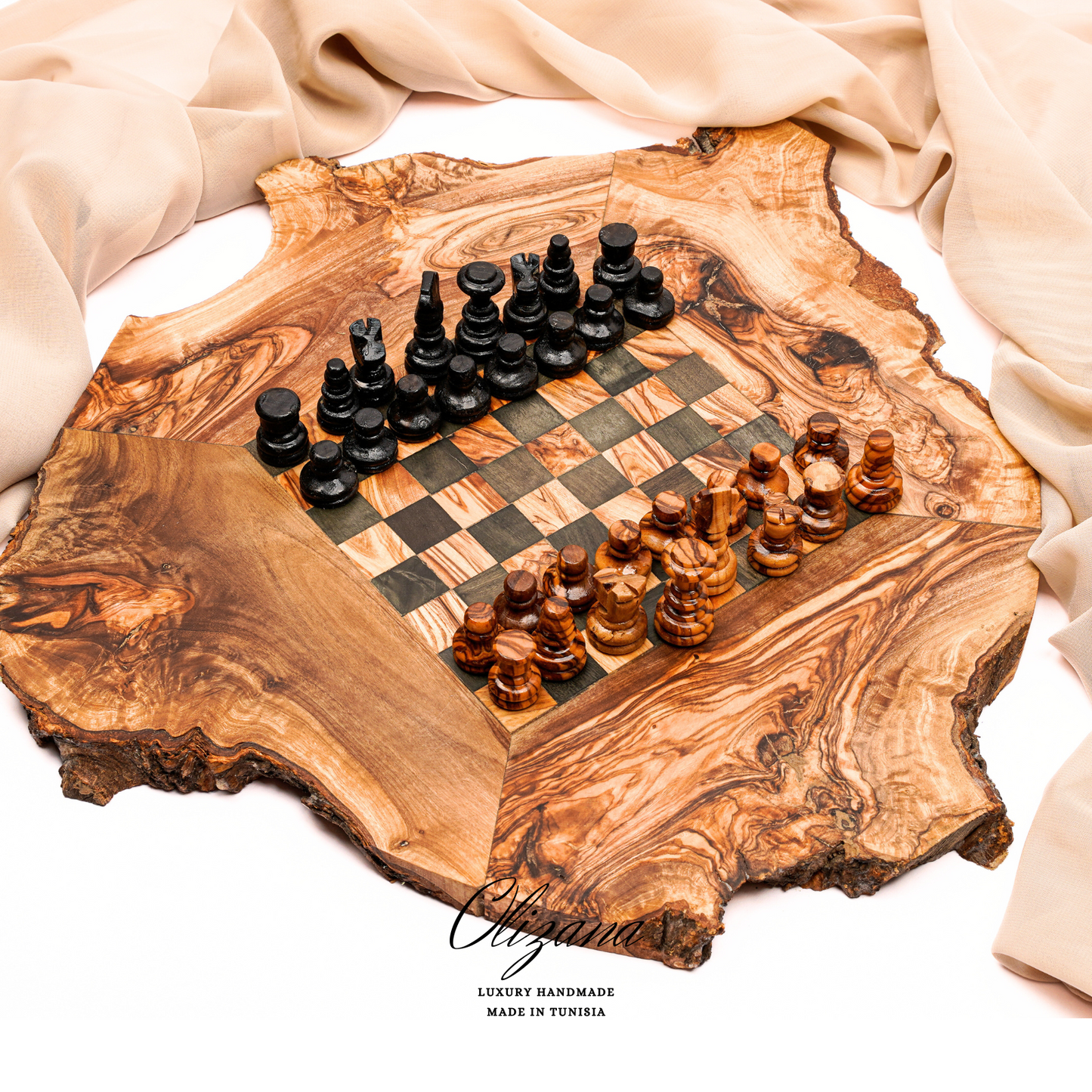 Wooden Chess Rustic Rough Edges